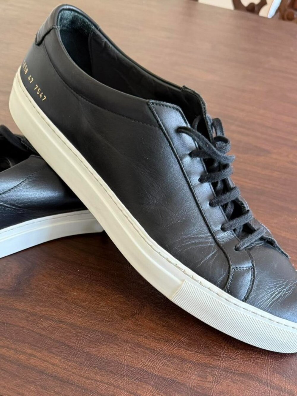 Common Projects Achilles Low Black Leather Sneakers - Size 14 / EU 47 - Like New